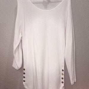 Michael Kors Cream Long Sleeve Top with Button Accents